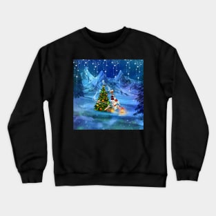 Merry christmas in a winter landscape Crewneck Sweatshirt